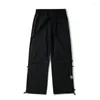 Pantalons pour hommes Hommes Casual Patchwork Cargo Hip Hop Salopette élastique Pantalon masculin Streetwear Pockts Techwear Fermetures à glissière en vrac Amovible Noir