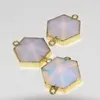 Anhänger Halsketten Gold Lünette Opal Steinanschluss 2022 Frauen Accessoires Hexagon Big White Energy Healing Edelsteine ​​Weibliche 6 Gesicht als Geschenk