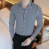 Hommes Chemises Décontractées Marque D'affaires De Mode À Manches Longues All Match Slim Fit Rayé Vêtements De Cérémonie Blouse Homme 221117