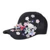 Ball Caps Mesh Baseball Cap Sunshade Women's Knitting Summer Ventilation Girl Fashion Taping Flower Bonnets For Women Sun Hat