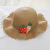 Hoeden zomer babymeisjes kinderen strik geweven zon strand hoed handtas aardbeien wortel vizier pet voor kinderen