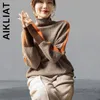 Женские свитера Aikliat Turtleneck вязаные женщины теплые шикарные корейские дамы пуловер сладкая одежда 221118