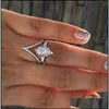 Solitaire Ring Gem Diamond Ring Crown Hexagonal Crystal Rings Engagement Wedding Women Fashion Jewelry Gift Delivery DHQF2