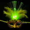 LEDハロウィーンパーティーフラッシュ光る羽毛マスクマルディグラマスカレードコスプレベネチアンマスクハロウィーンコスチュームP1118
