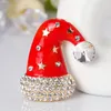 Brooches CINDY XIANG Arrival Red Enamel Christmas Hat Brooch Pins For Women Xmas Rhinestone Cartoon Cute Gift