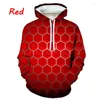 Hoodies للرجال الموضة الملخص نمط سداسي هندسي ثلاثي الأبعاد هوديي هوديي غير الرسمي للجنسين pullover