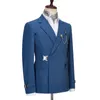 Costumes pour hommes Blazers Cenne Des Graoom Hommes Veste Bleue Pantalon 2 Pièces Ensemble Boucle De Sortie Latérale En Métal Élégante Robe De Soirée De Mariage 221117