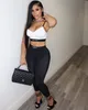 여성용 레깅스 디자이너 바지 섹시한 바지 착용 스포츠 슬림 피트 및 타이트 팬츠 2 색 블랙 화이트