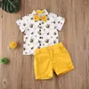 Kledingsets 1-6y Summer Gentleman Infant Baby Boys Kleding Animal Print Short Sleeve T Shirts Tops Shorts 2pcs Gentle Set