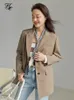 Womens Suits Blazers FSLE Suit Collar Full Regular Sleeve Loose waist Rear Fork Design Coat Office Lady Solid Single Breasted Blazer 221117