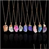 Pendentif Colliers Irregar Pierres Naturelles Colliers Chaînes À Maillons En Or Femmes Mode Strass Cristal Quartz Pendentif Charmes Collier Dhmwi