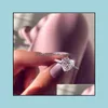 Cluster Rings Cubic Zircon Heart Ring Diamond Rings Crystal Engagement Wedding Women Fashion Jewelry Gift Delivery Dh1ye