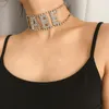 Choker sexy vrouw babe volledige strass brief nek ketting mode glanzende nachtclub hiphop overdrijving cadeau