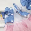 ドッグアパレル韓国スタイルクラシックカウボーイスカートペット服ホワイトピンク春のファッショナブルなボウノットカジュアルアウターウェアドレス