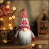 Kerstdecoraties Kerstdecoraties Leveringen LED Light -poppen voor Tree White Beard Santa Event Gnomes Doll Ornamenten Xmas Gif Dh3MH