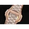 40mm Zircon Crystal Luxury Watches Watch For Mens Pate Philipp 324 Mekanisk rörelse Gypsophila Ice Cube Diamond Watch Hgul