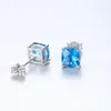 Small and delicate synthetic sapphire s925 silver stud earrings women jewelry Korean fashion luxury geometric gem earrings accessories gift