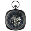 Relojes de bolsillo Antiguos Hombres Mujeres Reloj mecánico de cuerda manual Números romanos Reloj colgante con cadena Fob Manecillas luminosas Regalo