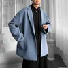 Herenpakken blazers luxe klassieker zwart blauw kaki Japan -stijl heren casual herfst lente mode merk los lang pak 221117