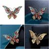 Pins Brooches Pins Brooches Weimanjingdian Brand Arrival Beautif Color Crystal Rhinestones Butterfly Fashion Ornament Accessories J Dhbts