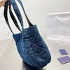 Large Capacity Tote Bag Fashion Wholesale Handbag Canvas Blue Totes Artwork 2 Colours Vintage Shopping Handbags High-Quality Luxury Bag