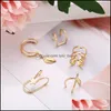 Clip-On Screw Back Star Leaf Clip On Earrings C Shape Sier Gold Leaves Dangle Hoop Fashion Women Ear Cuff Jewelry Gift Drop Deliver Dhor0