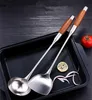 Pièces d'ustensiles de cuisine Manche long Louche à soupe Cuillère Turner Spatule en bois de rose en acier inoxydable Sauces Cuisine Ustensiles de cuisine Outil bois wok spatule 221118