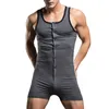 Moldeadores de cuerpo para hombres Camisetas interiores sexys sin mangas Mameluco informal de una pieza Chaleco Ropa deportiva con cuello Monos Body con botones Ropa de dormir para club para hombre