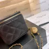 Womens Classic Mini Vanity With Chain Box Bags Caviar Leather Calfskin Gold Crush Ball Metal Hardware Matelasse Chain Cosmetic Cas5594481