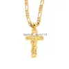 F złoty G krzyż wisiorek jezus krucyfiks rama włoski Figaro Link Chain naszyjnik 9 k solidna cienka żółta tajski BAHT200d