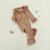 مجموعات الملابس 1 6y Kids Girl Autumn Autumn Set Baby Furry Collar Long Sleeve Button Down Bants Bants Children Rebbbed Metits 221118