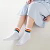 Chaussettes pour hommes 3 paires Couple cinq doigts épaissir pur coton coloré rayé heureux loisirs sport chaussette hommes femmes automne hiver