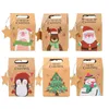 Present Wrap 1224pcs Christmas Kraft Paper Box Candy Boxes Santa Claus Packaging Bag Party Favor Xmas Year Navidad Decor Supplies 221117