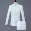 Mens Suit Blazers 두 PCS 세트 슈트 재킷 바지 패션 캐주얼 부티크 맞춤형 인쇄 스탠드 업 Collar Chinese Tunic 221117