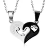 Steel Mens Stainless Chain Necklaces for Couples Korean Ladies Fashion Paired Suspension Puzzle Matching Pendants Black Heart Love Necklaces