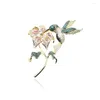 Pins Brooches Brooches Trendy Floral Blooming Delicate Bird Zircon Exaggerated Brooch Luxury Temperament Flower Goldplated Women Ye Dhhpl