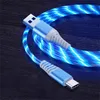 3A كابل متوهج يتدفق LED LED Micro USB Type C Cables لـ Samsung Xiaomi Huawei الهاتف المحمول سلك سلك الشحن