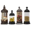 Garrafas de armazenamento frascos europeus vintage com tampa de tampa Golden Sealed Garday Garday Desktop Decorative Candy Jar Decoração da sala de estar