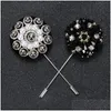 Pins broches pins broches mode heren broche bloem revers pin 4 cm pak boutonniere 8 kleuren knop broche brochers handgemaakte druppel dhqys