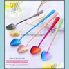 Spoons 8 Colors Heart Shape Spoon 304 Stainless Steel Tea Coffee Sugar Honey Ice Cream Scoop Kitchen Tableware Flatware Drop Deliver Dhqs7