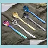 Spoons Cute Cat Paw Spoon 304 Stainless Steel Stirring Tea Coffee Dessert Spoons Creative Cafe Kitchen Tableware Drop Delivery Home Dhm7H