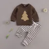 Ensembles de vêtements Citgeett Automne 0-24M Enfants Enfants Filles Garçons À Manches Longues Arbre De Noël Top À Lacets Taille Élastique Pantalon À Rayures 221117