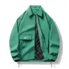 Jackets masculinos 2022 Moda de outono Men bolsos de colarinho curto de pano de tamanho longo de manga comprida Hip Hop