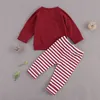 Ensembles de vêtements Citgeett Automne 0-24M Enfants Enfants Filles Garçons À Manches Longues Arbre De Noël Top À Lacets Taille Élastique Pantalon À Rayures 221117