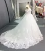 Sexy hors de l'épaule robe de mariée robes de mariée dubaï arabe dentelle appliqué grande taille princesse robe de mariée Corset dos balayage train robes De Novia AL2098