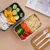 Ensembles de vaisselle Boîte à bento Kit de déjeuner japonais en bois Récipients de préparation de repas avec boîtes à ustensiles pour adultes et enfants