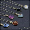 Подвесные ожерелья Agate Irgare Bezel Подвесное ожерелье для женщин натуральная каменная чакра Золотая цепь Коель