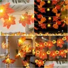 Party Decoration Fall Garland Party Decoration LED Maple Leaf Pumpkin String Light Autumn Decor Thanksgiving Indoor Outdoor Hallowee Dhtrd