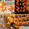 Décoration de fête automne guirlande décoration de fête Led feuille d'érable citrouille chaîne lumière automne décor Thanksgiving intérieur extérieur Hallowee Dhtrd