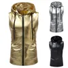 Herrjackor Stylish Performance Vest Male Bright Surface Washable Slim Fit Pockets Sleeveless Jacket Dancing